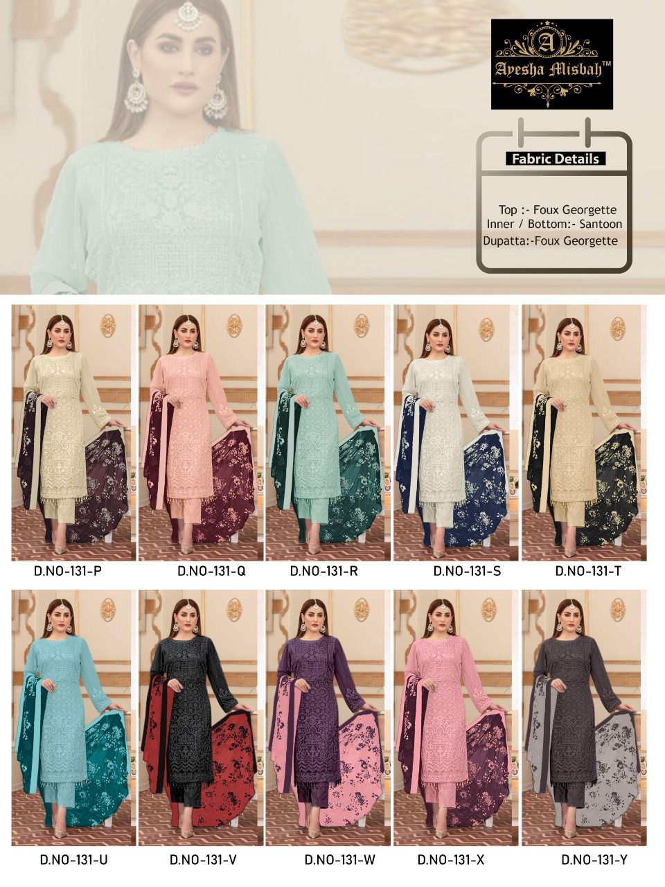 Ayesha Misbah 131 Festive Wear Designer Georgette Salwar Suits Collection